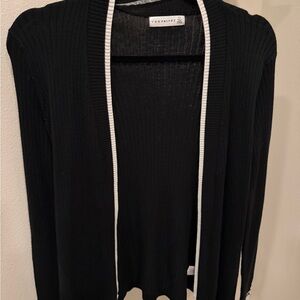 Black Cardigan with White Detail